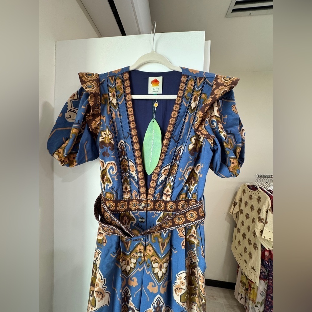 Farm Rio: Blue Ornament Floral Jumpsuit - Picture 13 of 14